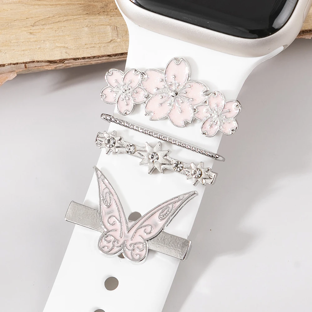 Apple Watch Strap Decorations Accessories Silicone Strap Decorative Rings Decorative Stud Set Smartwatch Jewelry Decorations - Image 5