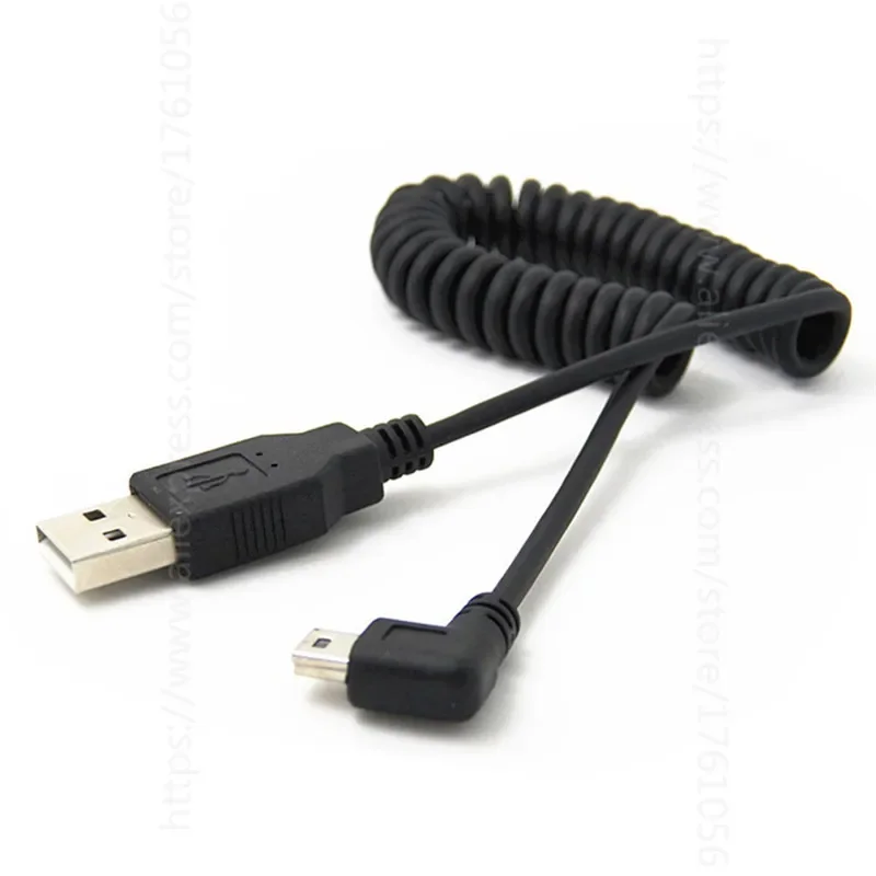 USB 2.0 Male To Mini USB Right Angled 90 Degree Flexible Spring Retractable Charging Data Cable for Car Navigation GPS MP3/MP4 - Image 4