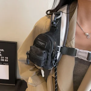 Mini Unisex Crossbody Bag Portable Coin Purse Shoulder Wallet with Earphone & Key Holder Hip Hop Casual Everyday Bag
