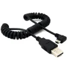 USB 2.0 Male To Mini USB Right Angled 90 Degree Flexible Spring Retractable Charging Data Cable for Car Navigation GPS MP3/MP4