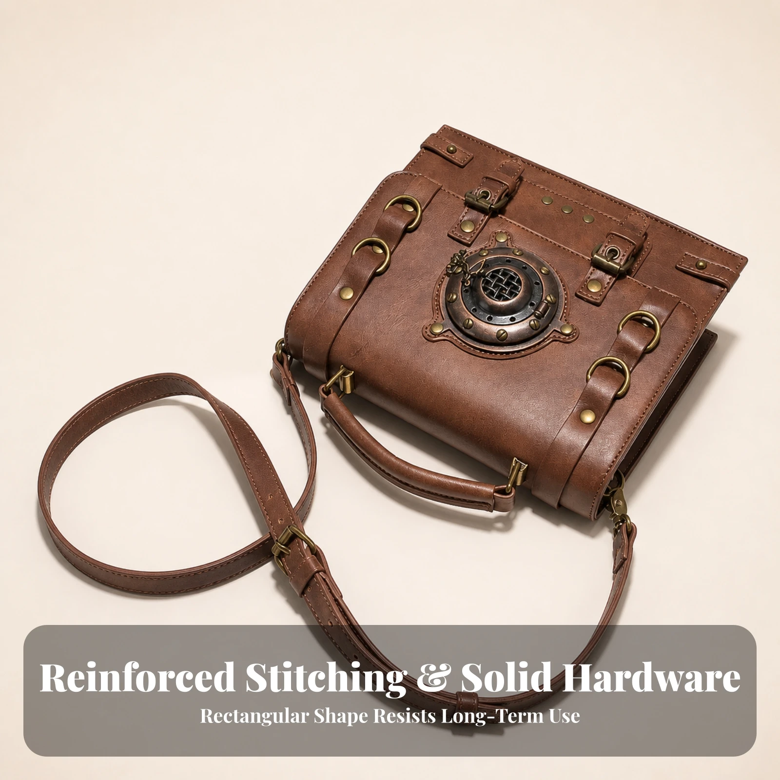 Crossbody Bag with Top Handle Vintage-Inspired Handbag with Pockets Handbag with Exterior Pocket Everyday Top Handle Bag Roomy - Image 2