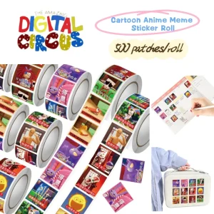 The Amazing Digital Circus cartoon anime emoji pack, Juǎn Juǎn stickers, Pam Niken memes, DIY journal decoration stickers