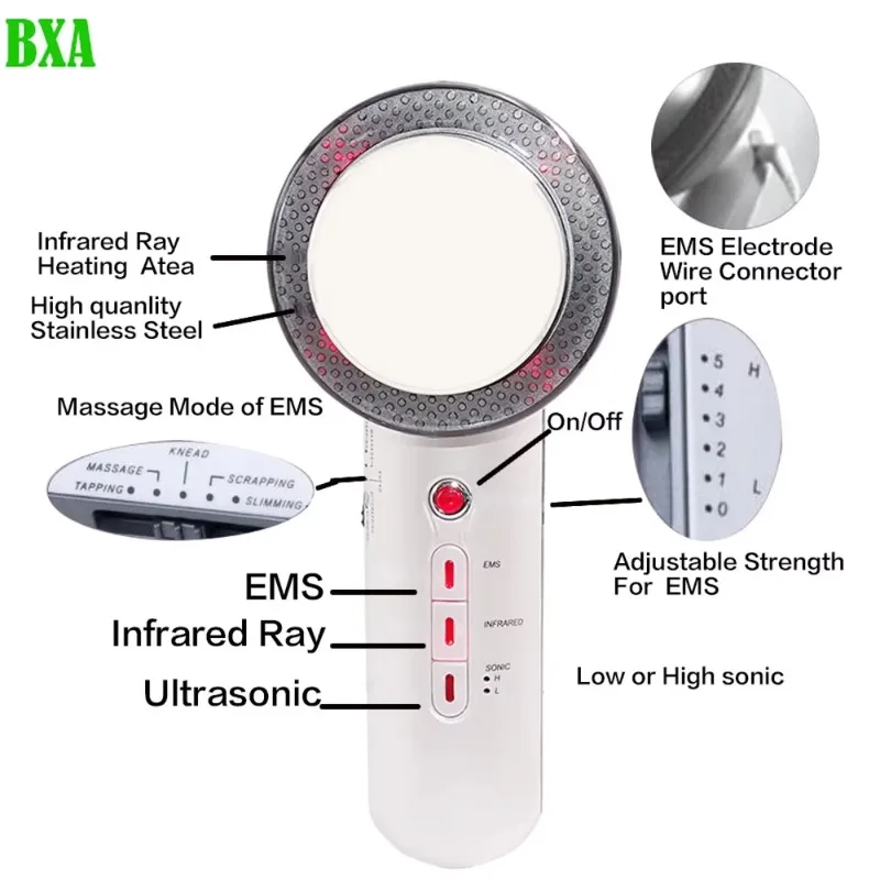 3 IN 1 EMS Ultrasound Cavitation Body Slimming Massager EMS Micro Current Weight Loss Far Infrared Facial Lifting Beauty Device - Image 4