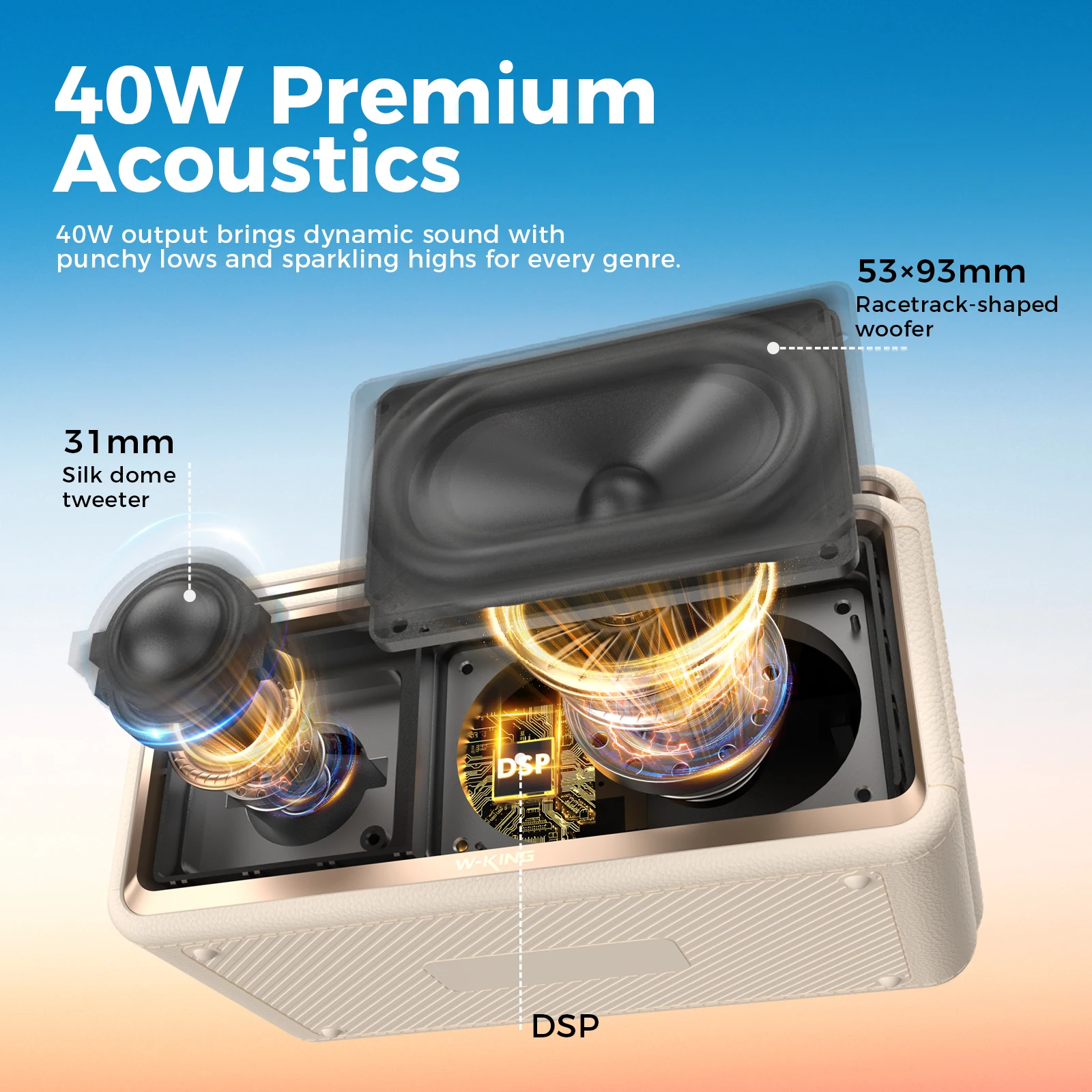 W-King H130 New Product Portable Speakers 40W Boomboxes with Subwoofer Bluetooth Speaker Electronic Gadgets Cool Gadgets of IPX7 - Image 6