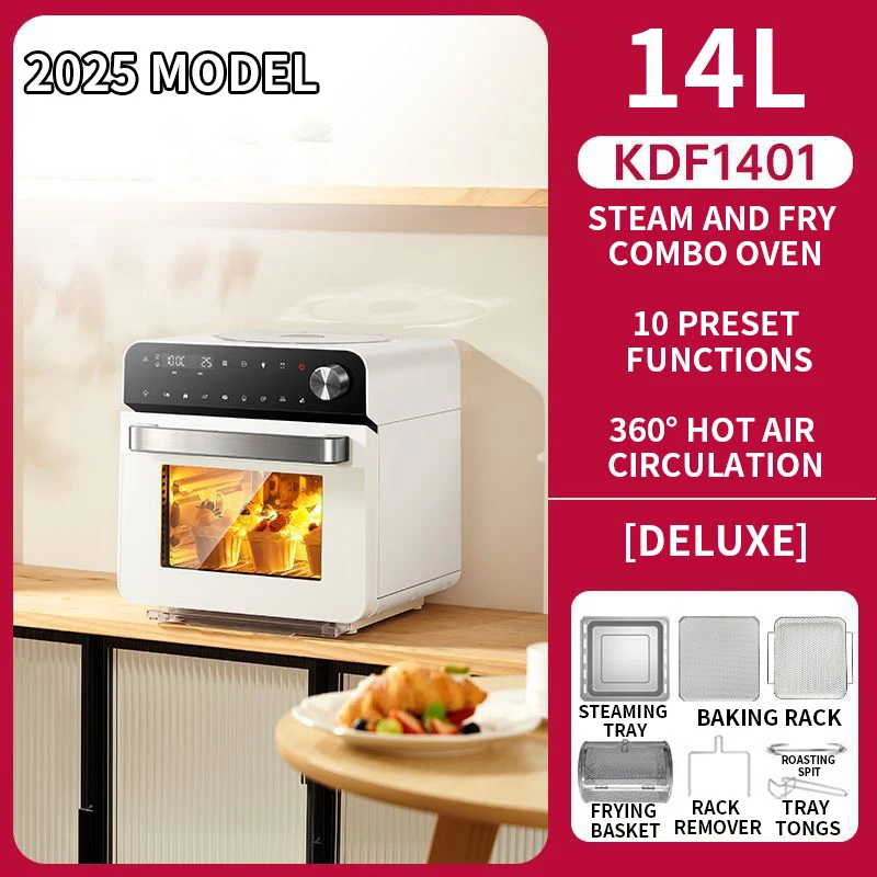 14L Steam-and-Bake Oven Combo: Home-Use Electric Steamer, Electric Oven, and Air Fryer—Compact 3-in-1 Baking, Steaming, and Fryi - Image 4