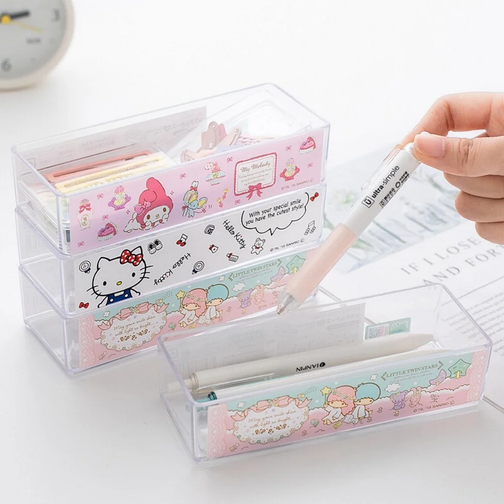 1pc Hello Kitty desktop Storage Box, Rectangular Transparent Uncovered Storage Box for Jewelry and Cosmetics - Image 3