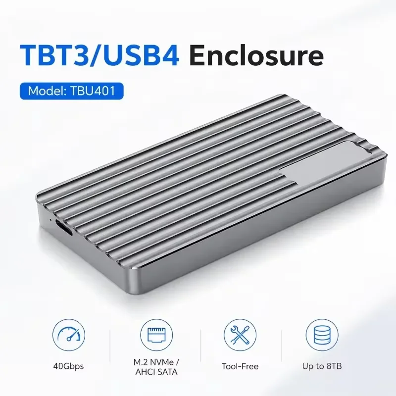 AP01 for Aluminum M.2 NVMe SSD Enclosure USB-C TBT3 USB4 40Gbps PCIe Gen4x4 Heatsink Design Portable External Case with 8TB - Image 5