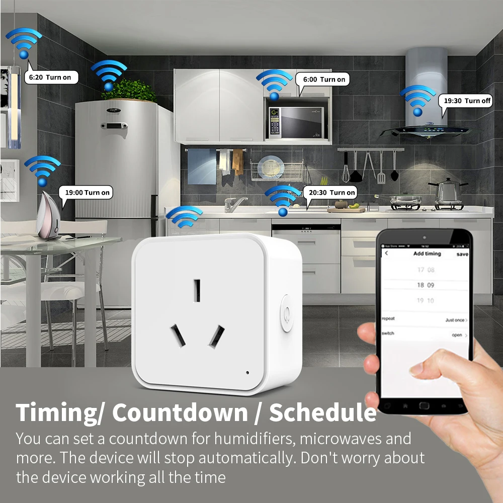 Zigbee Tuya Smart Socket AU Standard NZ Plug with Energy Monitor –Timer & Countdown, Works with Smart Life App, Alexa & Google - Image 3
