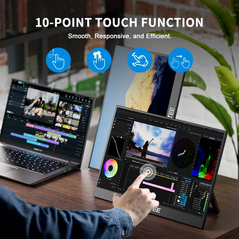 HGFRTEE Portable Display 14.1Inch Touch Screen Display 10-Point Touch Screen Portable Screen Suitable for Laptop PC Mac Xbox PS4/5 - Image 5