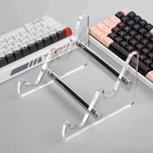 Clear Acrylic Mechanical Keyboard Display Stand & Riser, Transparent Computer Keyboard Holder Rack, Desktop Keyboard Tray Storag