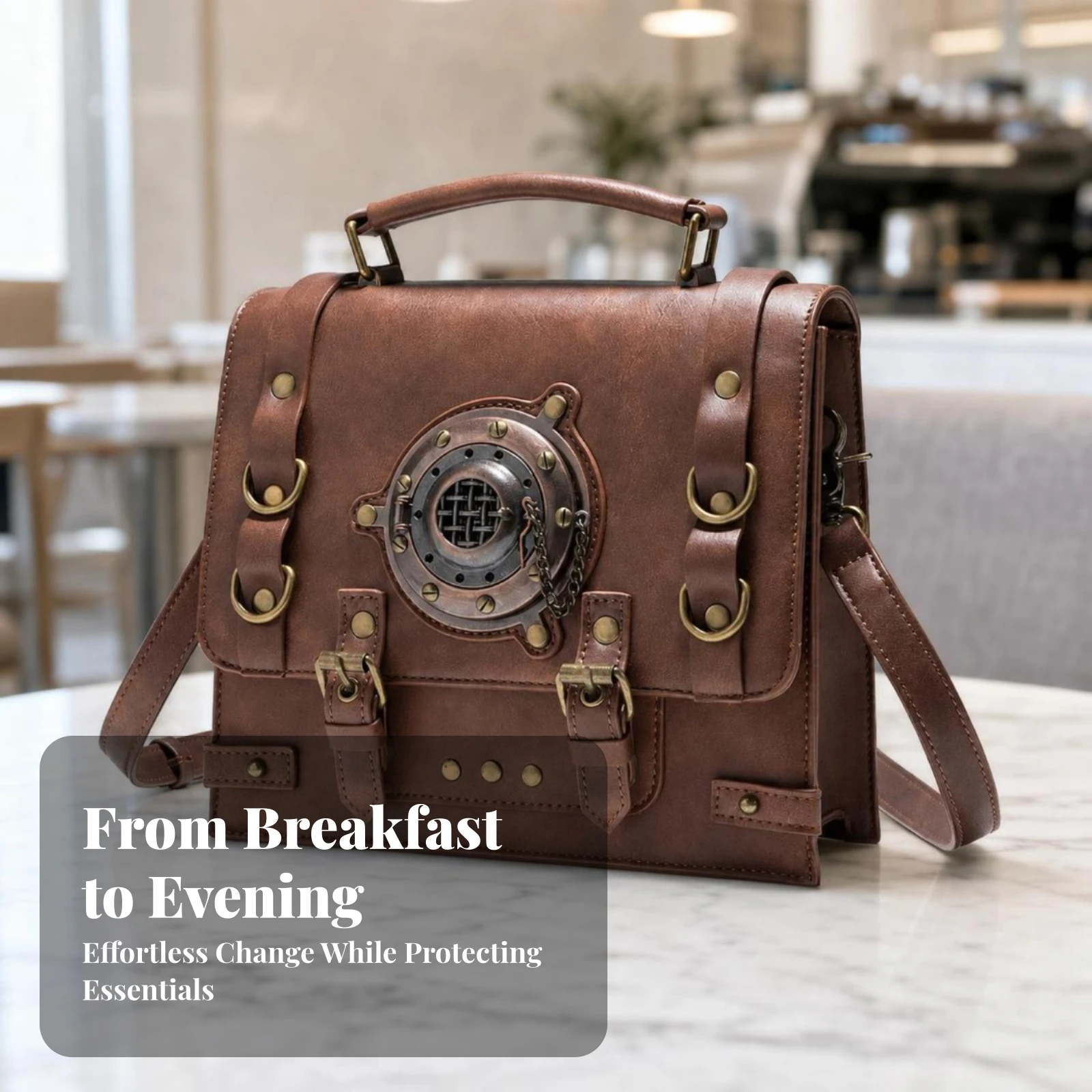 Crossbody Bag with Top Handle Vintage-Inspired Handbag with Pockets Handbag with Exterior Pocket Everyday Top Handle Bag Roomy - Image 5