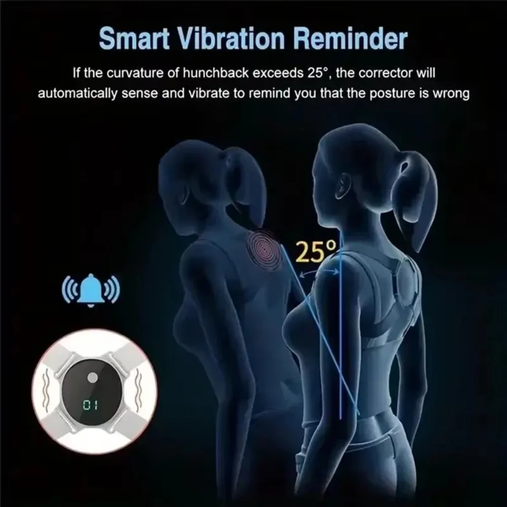 Adjustable Posture Corrector Smart Back Brace Vibration Reminder Invisible Shoulder Support For Neck Pain Relief Adult Kid - Image 3