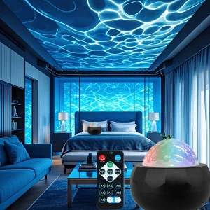 Pop New LED Projector Night Light Starry Sky Atmosphere 7 Modes Remote Ocean Wave Light For Bedroom Decor Baby Lamp Home Kids Gi